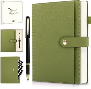 A5 Lined Leather Journal Notebook, Hardcover Journal Set with Pen, Monthly Index Tabs and Gift Box, 320 Pages 100GSM Thick Paper, Thick Daily Diary, Journal for Women, Men, School, Travel, Work