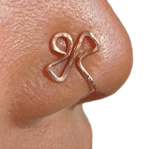 Solid Copper Hand Hammered Ahnk Nose Cuff Rose Gold Color Egyptian Body Jewelry Faux Nose Ring Septum Cuff Comfortable Easy to Put On