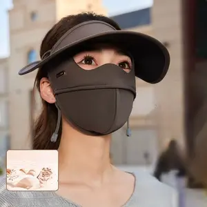 Sunscreen Face Mask with Hood and Brim UV Protection Windproof Cold Resistant Fleece Lining for Warmth