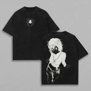 Valentine Shirts [Soft 100% Cotton] Shizuku Hunter X Hunter Anime Double Printed Vintage  Tee Unisex Oversize Heavyweight Cotton T-shirt for Anime Fans and Lovers Retro Double-Sided Water Wash T-Shirt