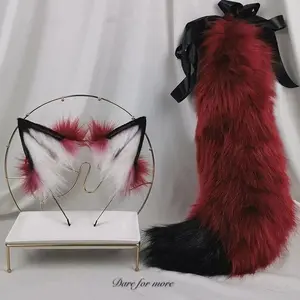 New Red Fox Ear Beast Tail Wolf King Ear Cat Ear Headband Custom COSPLAY Hand Made LOL Golden Fox Ears Anime Hair Accessories