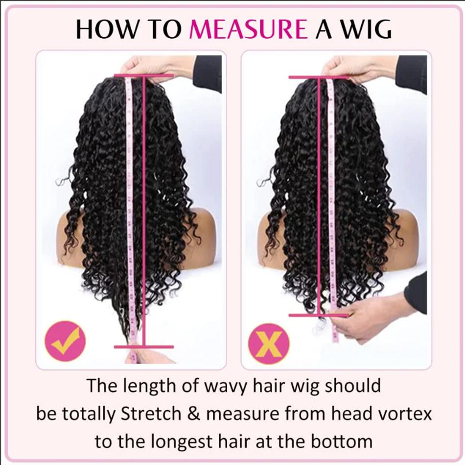 30 34 Inches Deep Wave 13x6 HD Lace Frontal Wig Human Hair Pre-plucked Brazilian Remy Hair Transparent Lace Front Wigs Deep Curly Human Hair Wigs For Women 180% Density