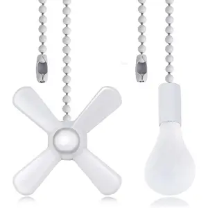13.6 Inches Bronze Ceiling Fan Pull Chain Extension Set with Decorative Ornaments Light Bulb and Fan Cord for Ceiling Light Lamp Fan (Paint White)