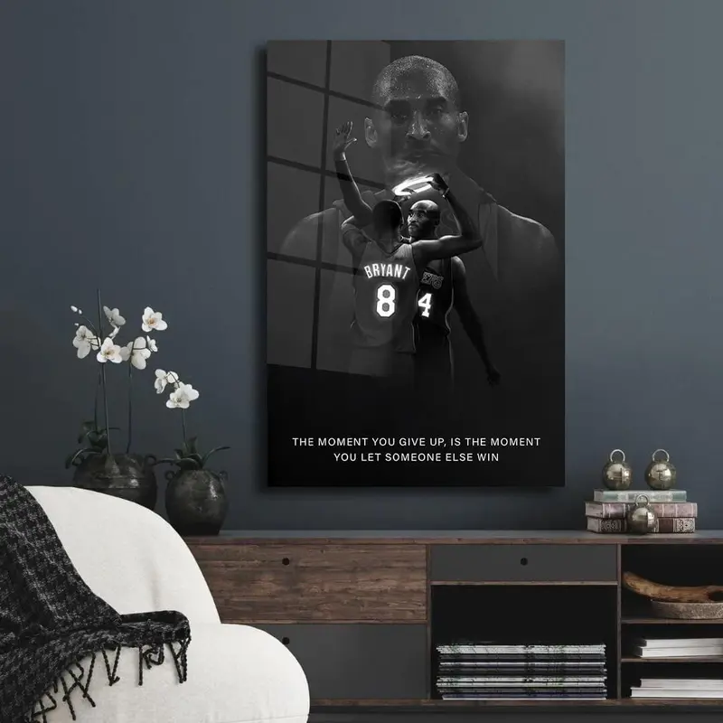 Sale off up to 50%] [No frame, Free Ship] The Moment You Give Up Motivation Quotes Wall Art Canvas Kobe Bryant Basketball Player Poster Wall Art Acrylic Black Mamba Inspirational Art Decor Ornaments