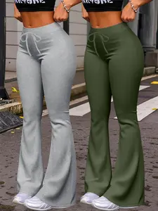 High Waist Wide Leg Yoga Pants, Loose Comfortable Fit, Peach Color Butt Lifting Design, Drawstring Elastic Waistband, Fitness & Casual Wear, High Waist Sweatpants, Gym Sportswear Bottoms