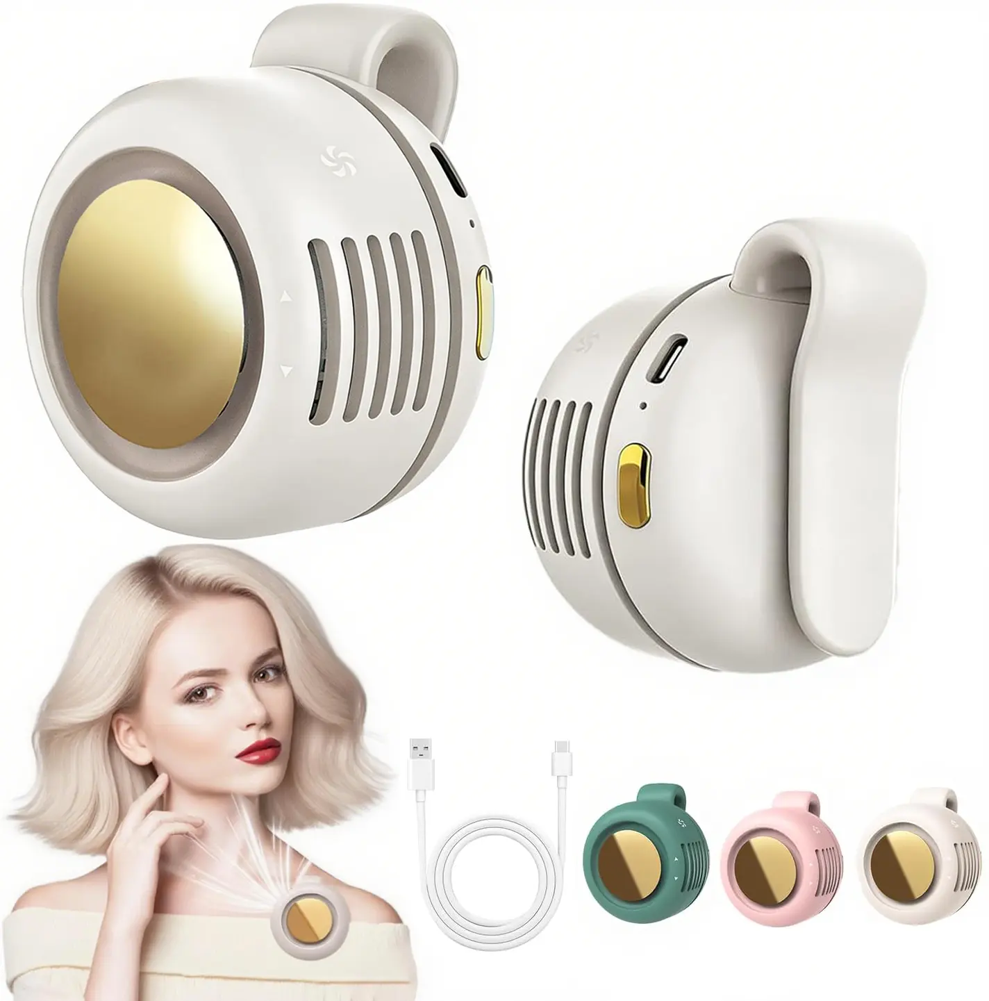 Portable Clip-On Fan, Silent Mini Bladeless Electric Fan,Mini USB Rechargeable 360°Rotatable Fan, 3-Speed Silent Mini Bladeless Fans,peed Silent Mini Bladeless Fans,Rechargeable personal fan,handheld turbo fan,Perfect Gift