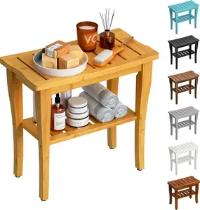 Shower Bench Stool with Storage Shelf,  Shower Chair  Bath Seat, Shower Stool for Inside Shower, Bathroom Bench Seat for Adults  Seniors for Indoor or Outdoor Use