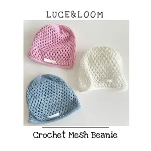 【LUCE&LOOM】Boho Dusty Blue Crochet Sun Hat | Wide Brim Sun Protection & Adjustable Lace-Up Strap | Airy Lightweight Headwear for Beach Brunch & Festival Outfits
