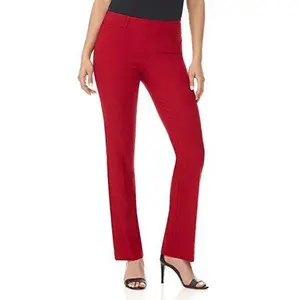 Rekucci Womens Ease Into Comfort Fit Barely Bootcut Stretch Pants (6 Short, Red)