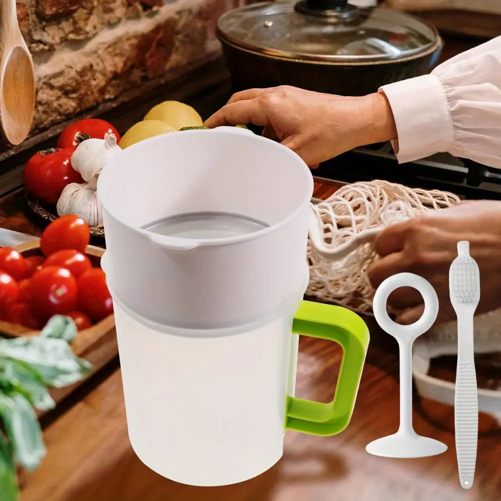1 Set Food Grade BPA-Free Polycarbonate & Stainless Steel Fine Mesh Strainer Basket - Filtration Basket for Soymilk, Yogurt Preparation, Homemade Cheese Making, Kitchen Colander Pour Accessory, Kitchen Pour Accessories