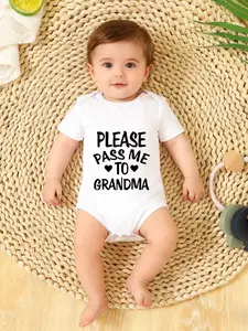 Newborn Baby Boy Girl Onesie, Letter Print Short Sleeve Romper, Unisex Infant Jumpsuit, Comfortable and Cute Newborn