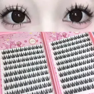False eyelashes that can be directly adhered without glue - 200 clusters, natural and role-playing styles, C-shaped curls, natural and fluffy, glue-free false eyelashes, DIY Eyelash Extensions