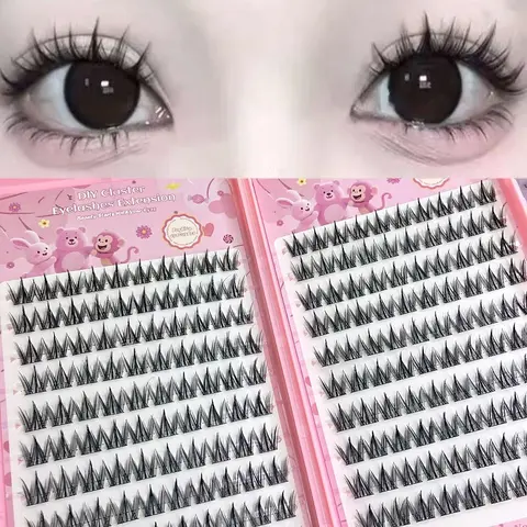 False eyelashes that can be directly adhered without glue - 200 clusters, natural and role-playing styles, C-shaped curls, natural and fluffy, glueless lashes clusters, DIY Eyelash Extensions, Diy Personal Lashes, No Glue Lash Clusters