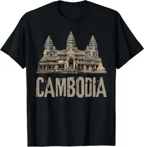 100%cotton Cambodia Angkor Wat Khmer Historical Temple T-Shirt T-Shirt  Top