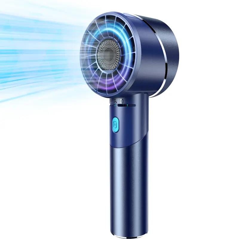 Lepwings Handheld Portable Fan - Lightweight Handheld Form, Metal Shell Grip, 7000rpm Motor, Multi-Speed Rechargeable, USB Charging, 3-16H Battery Life, Built-In Power Source for Outdoor Travel, Home Use, Beat the Heat
