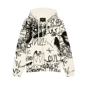Cult's Zip Novelty Hoody in Winter White Menswear Sweatshirts