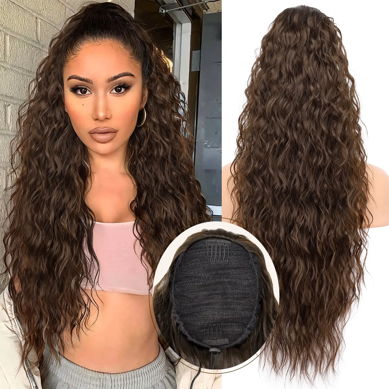 Medium Brown Drawstring Ponytail