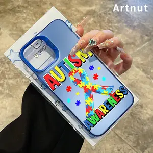 Hard Case Compatible for iPhone 16 Pro Max 15 16E 14 Plus 13 12 11 Promax X XS XR xsmax Children with Autism Pattern IMD Hybrid Plate Drop Protection Cellphone Cover for Girl