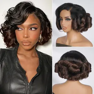 [10 inch 300%Density=99.99$] Ombre Color Side Part Ready To Go 5×5 Lace Closure Wigs Glueless Pre Styled Pre Bleached Bigginer Friendly Human Hair Wig