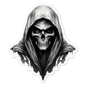 (3pcs) Grim Reaper Death Skull, Vinyl Decal Sticker, Indoor Outdoor, 3 Sizes, #11039