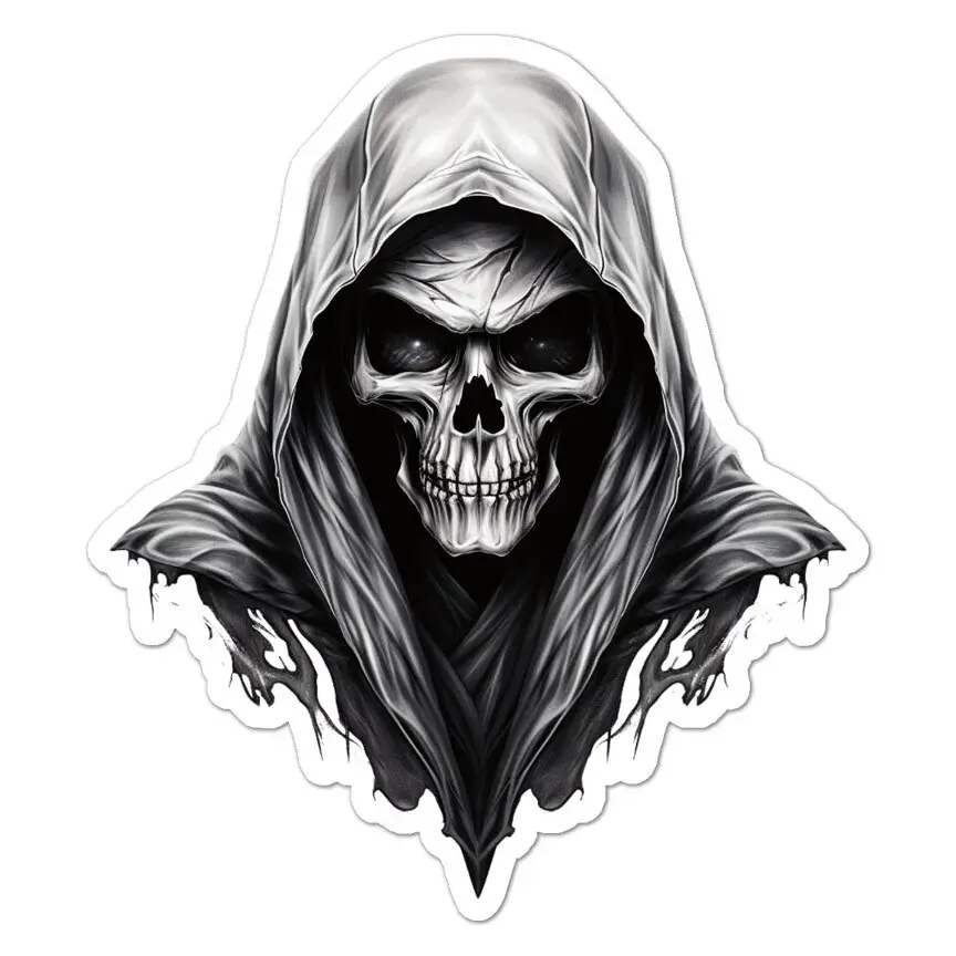 (3pcs) Grim Reaper Death Skull, Vinyl Decal Sticker, Indoor Outdoor, 3 Sizes, #11039