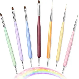 7 count  Art Brushes,  Design Painting Brush Set with  Polish Brush,  Liner Brush,  Extension Gel Brush, Builder  Gel Brush, and Multi-Size Dotting Pens for DIY  Art