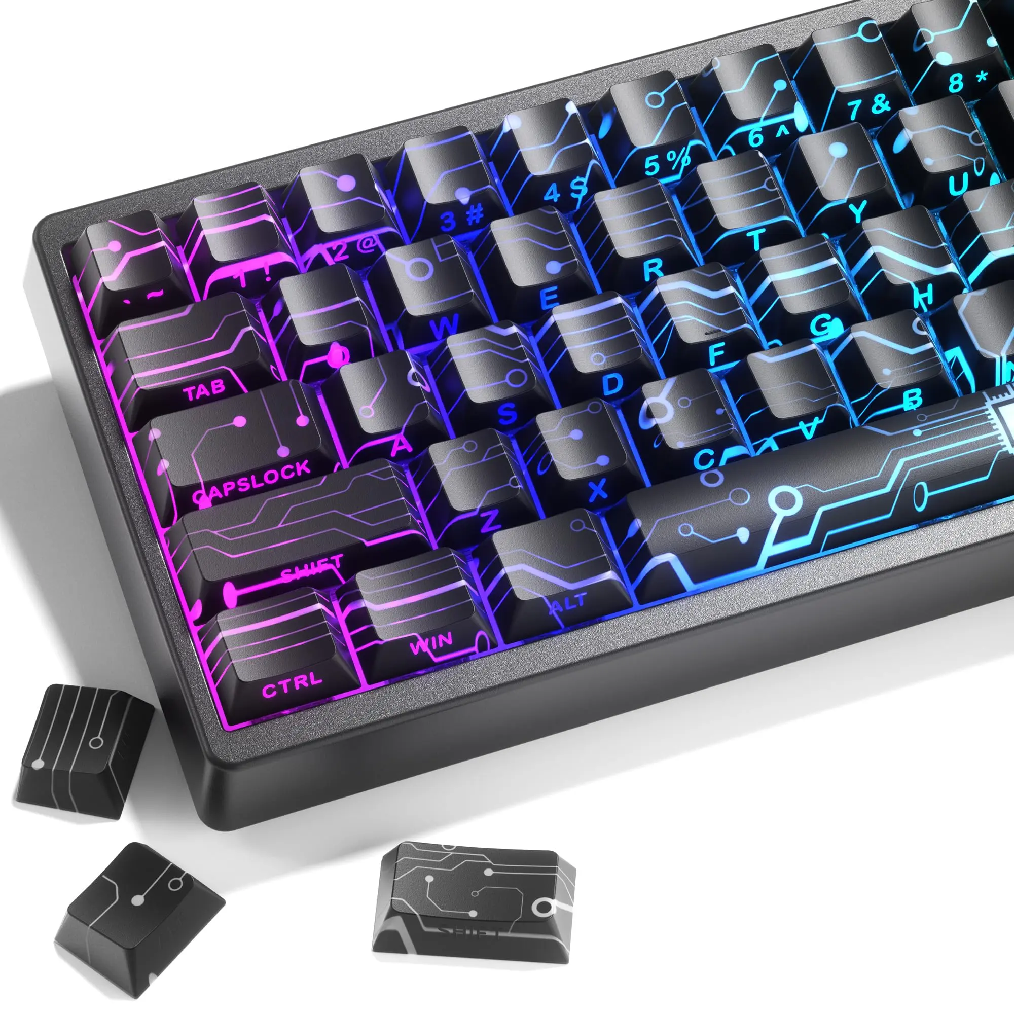 Xvx Double Shot Pbt Keycaps  Side Printed Shine Through Keycap Black E-world Backlit Sets Cherry Profile Compatible With 60% 65% 75% 80% 96% Mechanical Keyboards