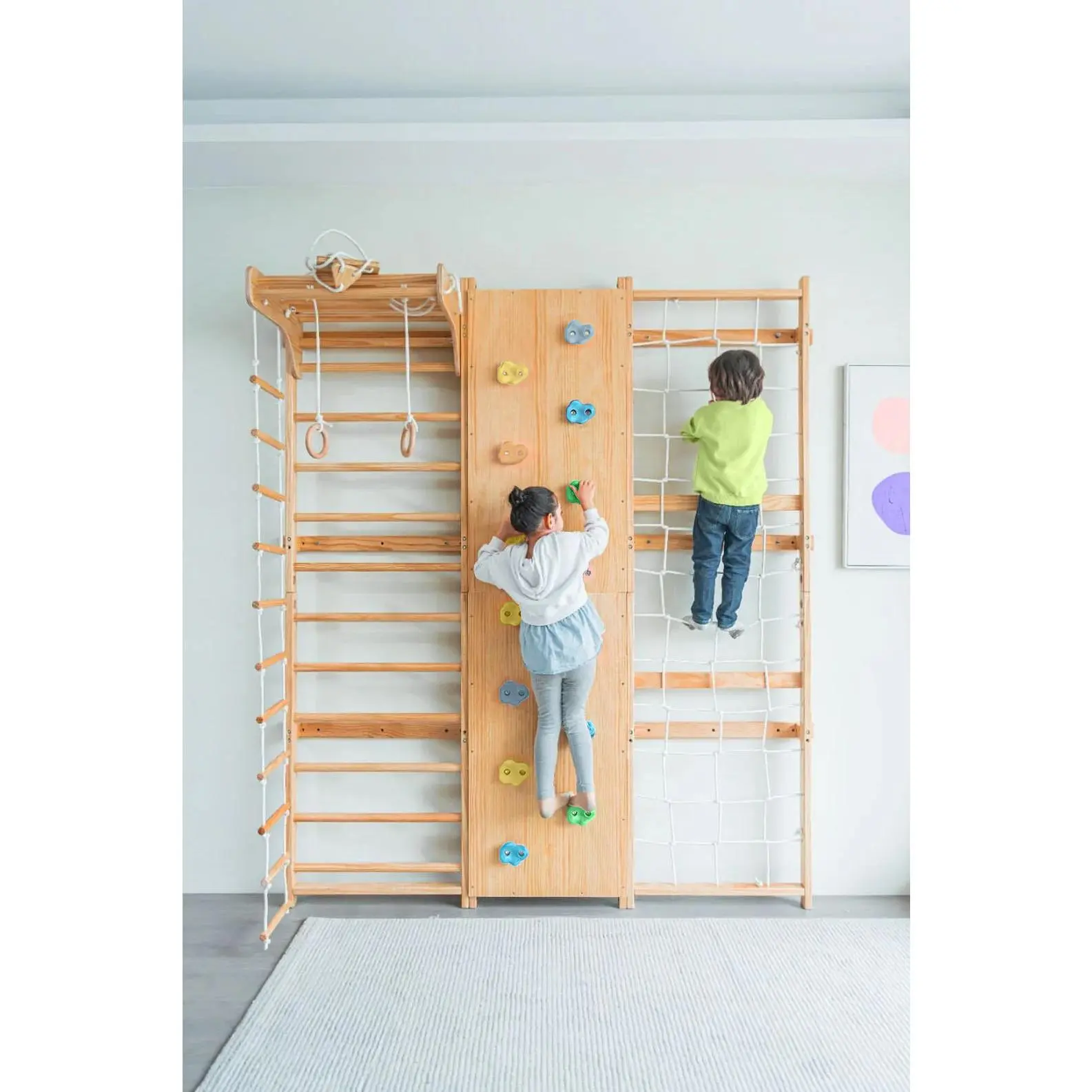 Walnut | Swedish Ladder Jungle Gym - Wall Mounted Walnut | Swedish Ladder Jungle Gym - Wall Mounted