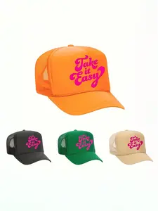 1pc Unisex 'Take It Easy' Baseball Mesh Cap - Perfect for Truck Drivers - trucker hats women