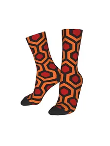 1 Pair Funny Crazy Sock for Men Overlook Hotel Hip Hop Harajuku Happy Seamless Pattern Printed Crew compression Sock Novelty Gift