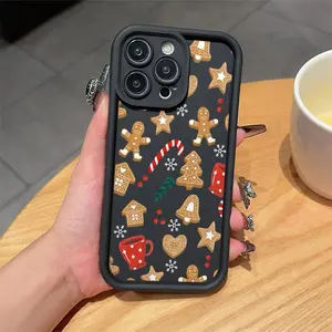 Gingerbread Man Pattern Phone Case, Anti-drop Shockproof Phone Protective Cover, Phone Accessory Compatible with iPhone 11 12 13 14 15 16 Pro Max/Pro/Plus