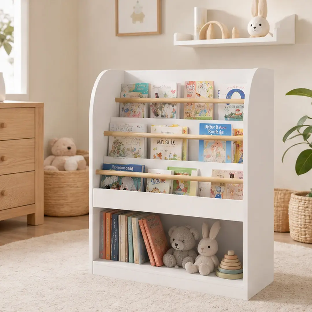 ARCH Sturdy 3-Tier Front-Facing Wooden Nursery Bookshelf - Open Display Storage, Assembly Required (Hardware & Instructions Included), Engineered Wood (11.81Wx24.61Dx29.92H in, 23.85lb/26.06lb) for Toddlers, Encourages Independent Reading, Three Tiers