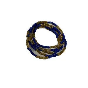 Ochosi orisha beaded necklace gold and blue