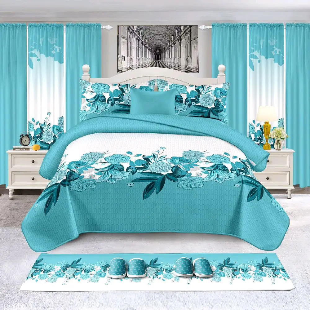 15-Piece King Size Priscilla Floral Bedding Set with Soft Rustic Comforter and Matching Curtains, Enhances Aesthetic Appeal for Cozy Bedroom Decor