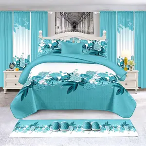 15 pieces- king size Priscilla Floral Bedding Set with Rustic  Comforter and Matching Curtains for Cozy Bedroom Decor