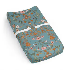 Sweet Jojo Designs Boho Wildflower Vintage Floral Girl Baby Changing Pad Cover Sheet Infant Newborn Diaper Table Change Mat Cover Turquoise Orange Botanical Garden Bohemian Farmhouse Cottagecore Pink