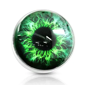 Fifth Cue 14G Surgical Steel Dermal Anchor Top - Green Eyeball Design