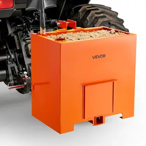 【Summervibes】VEVOR Ballast Box, 3-Point Category 1 Tractor Ballast of 800 lbs Capacity, with Standard 2 Inch Hitch Receiver, Heavy-Duty Steel 5 ft³ Large Volume Durable Loader Attachment with Sliding Door, Orange