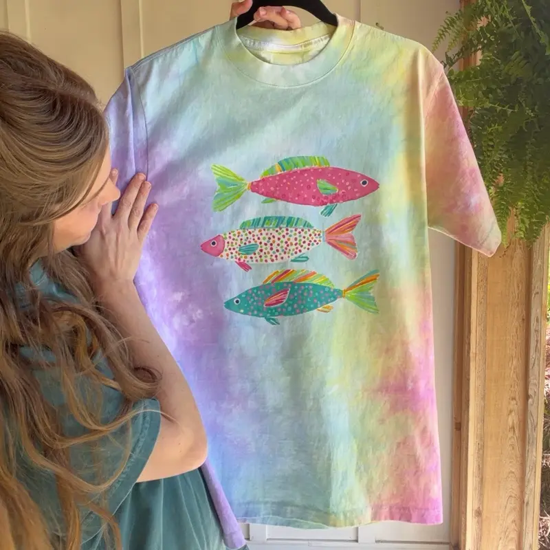*Made to order* rainbow trout tiedye shirt Summer