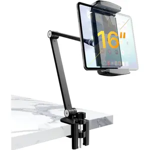Tablet Stand Holder-Adjustable iPad Desk Mount with 360? Rotating Base for 6.3-16" Devices-Foldable  ipad Arm Mount for Desk,Bed,Kitchen-Compatible with ,iPad,Tablet,Portable