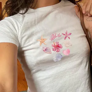 Seashell Collage Baby Tee , Y2K Coquette