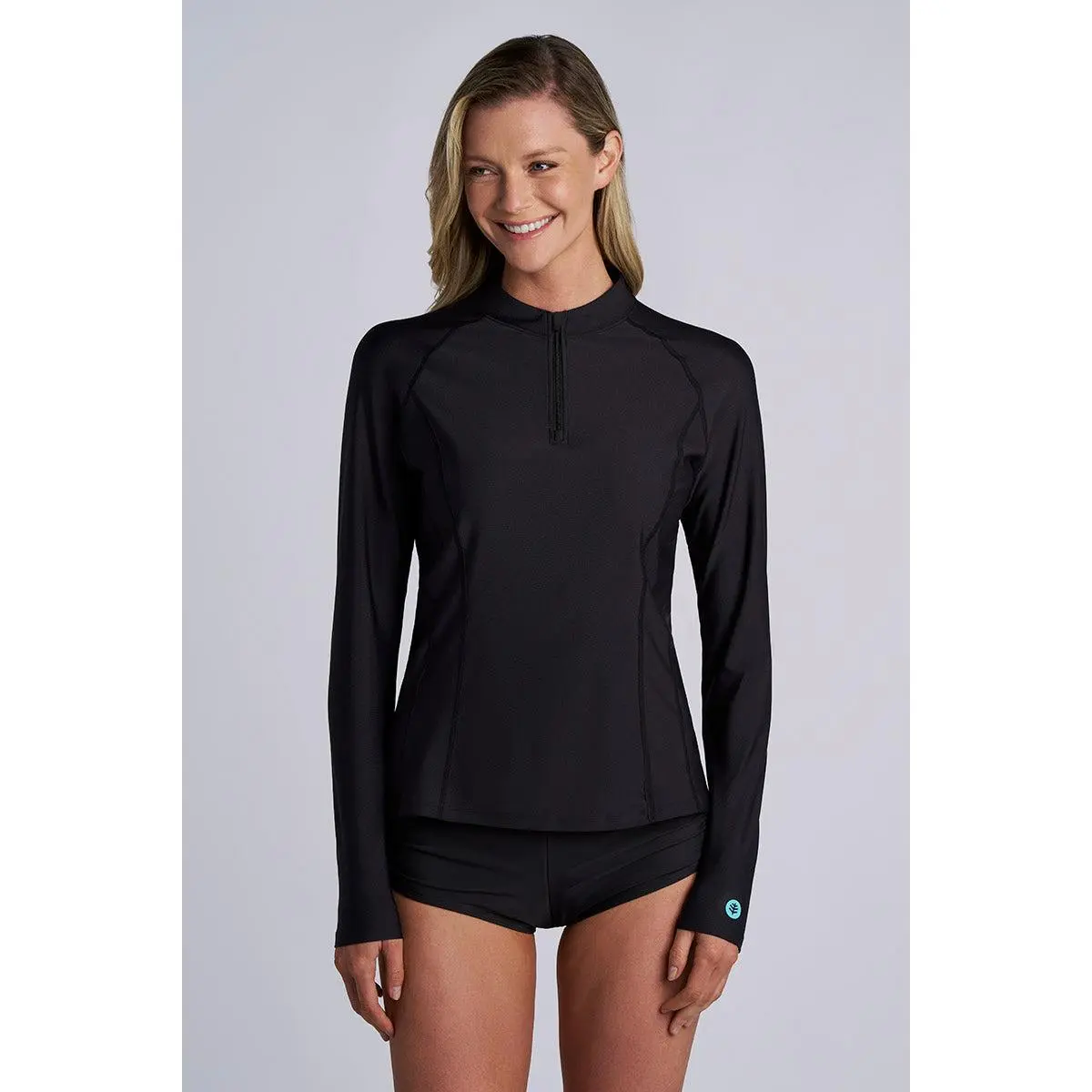 Freestyle | Women's Long Sleeve Quarter Zip Rash Guard | Black