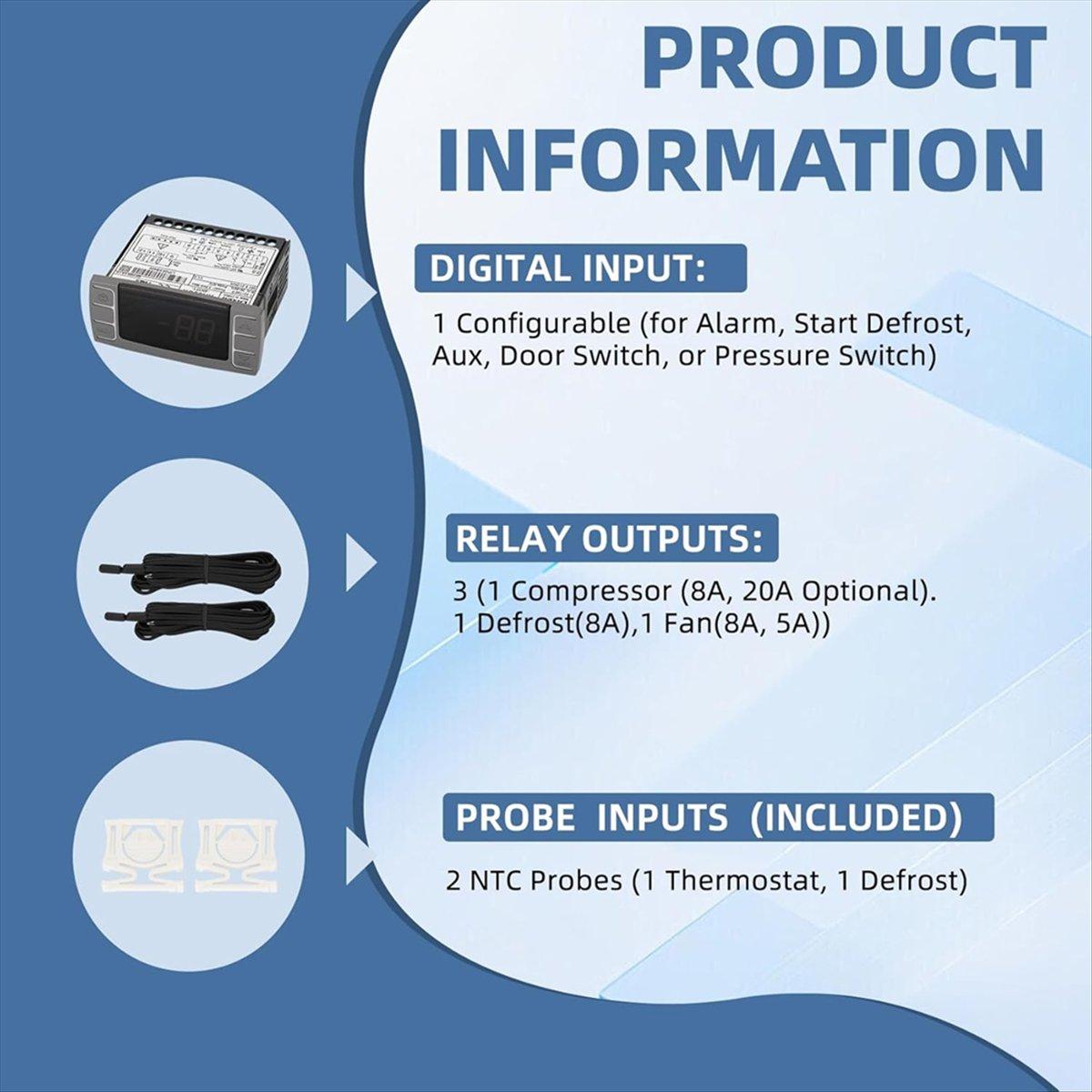 XR06CX-4N1F1 Temperature Controllers, Programmable Digital Thermostat with Sensor Probe