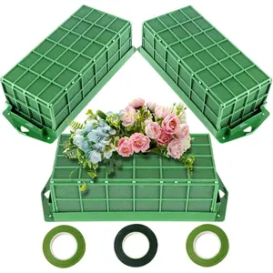 Floral  Cage, 3 Pack  Cage Blocks for  Flower, Green Dry Flower Cage Holders for Artificial Flower Arrangement, Wedding Holiday, Interior and Garden Decorations
