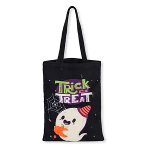 Trick or Treat Bags Halloween Bags 15.7'' Ghost Canvas Reusable Large Tote Bucket for Kids