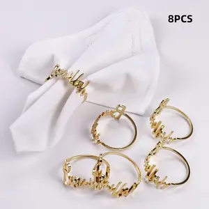 8 Bismillah Iron Napkin Rings for Ramadan and Eid Mubarak Table Decor, Perfect Suhoor and Iftar Gift Idea