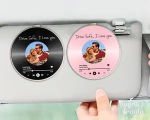 Custom Song & Photo Car Visor Clip, Valentines Day Gift For Him, Drive Safe Photo Couples Visor Clip, Boyfriend Husband Gifts, Music Display