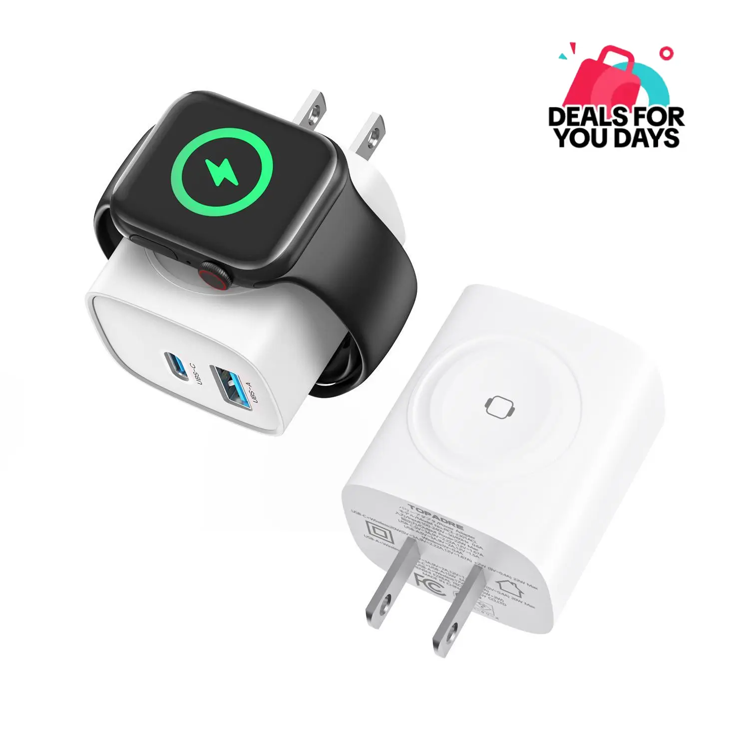 TOPADRE 3-in-1 Magnetic Wireless Cordless PD USB-C Wall Charger Block - 20W Fast Charging, Compatible with iWatch Ultra/9/8/7/6, iPhone 17/17 Pro/16/16 Pro/15 Series, Electronic Cellphone, Apple Watch Seires