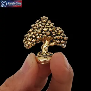 Vintage Gold Money Tree Figurine, Lucky Wealth Tree Desktop Ornament, Solid Resin Mini Statue, Handcrafted Retro Home Office Decor, Creative Collectible Display Piece, Unique Gift for Housewarming, Birthday, Business Desk and Holiday Decoration
