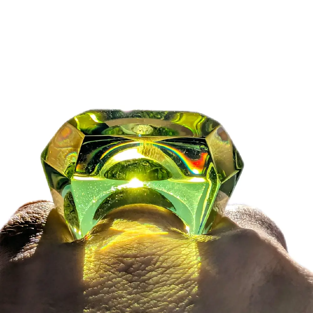 Green Diamond Sculptural Ring Statement Unisex Acrylic Ring Size USA 9.5 EU 19.5 Handcrafted with Striking Facets Unique Design Natural Acrylic Inclusions Perfect for Bold Style
